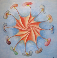 2002 Sonnenrad Tempera auf Holz 60x60cm