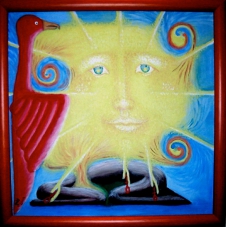 2003 Feuervogel Tempera auf Holz 51x51cm