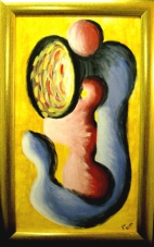 2003 Umarmung I Tempera auf Holz 36x60cm