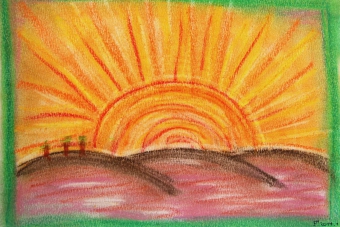 2013 Sonnenaufgang XII Pastell auf Papier 15x21cm