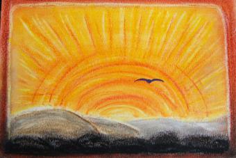 2013 Sonnenaufgang XIII Pastell auf Papier 15x21cm