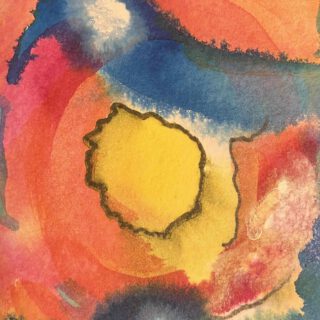 Abstraktes Aquarell zum Thema Sonne und All