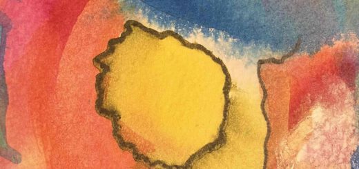 Abstraktes Aquarell zum Thema Sonne und All